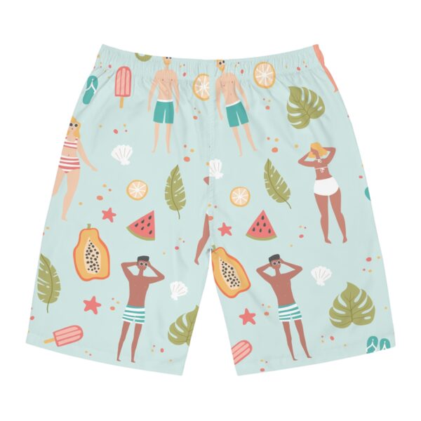 Tropical Summer Men's Board Shorts - Fun Beach Pattern - Image 2