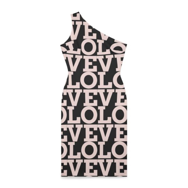 Chic One-Shoulder Dress with Bold Text Print