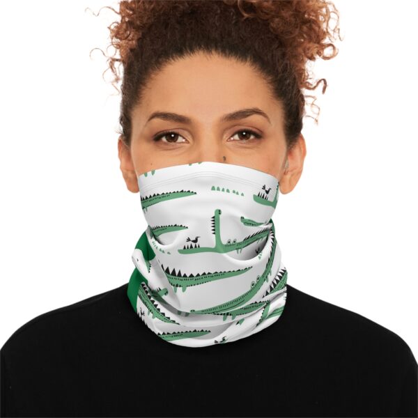 Crocodile Print Winter Neck Gaiter with Drawstring - Cozy Holiday Scarf for Outdoor Adventures - Image 3